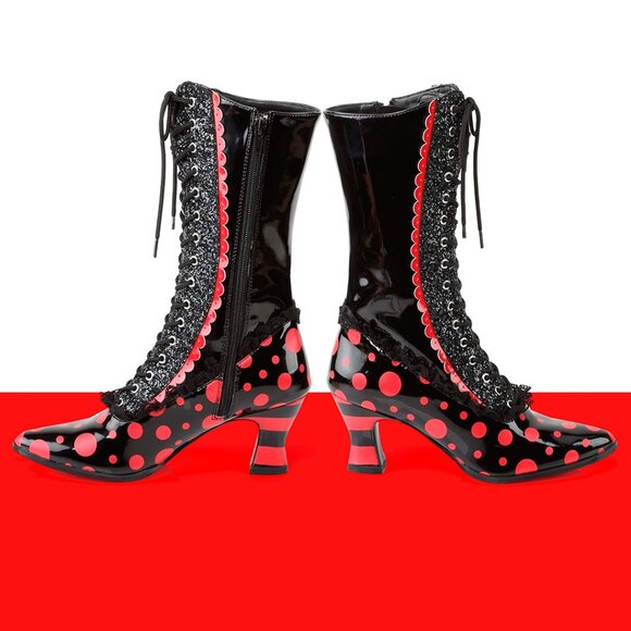 Funtasma Victorian 122 Red Polka Dot Fashion Boot - Picture 3 of 11
